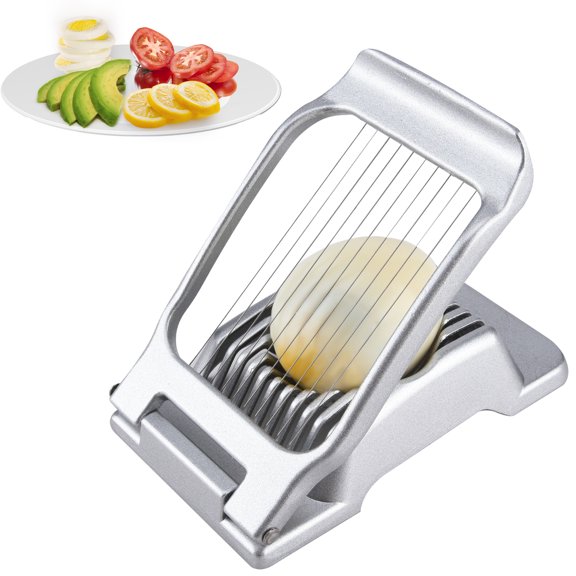 HEQUSIGNS Egg Slicer for Hard Boiled Eggs, Household Stainless Steel Egg Cooker Cutter for Strawberry Fruit Garnish Slicer (gray)