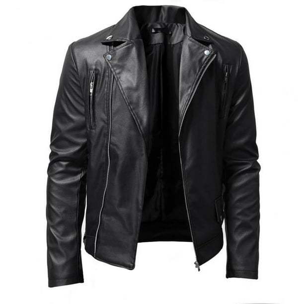 Clearance Under 10 BVnarty Clearance Jackets for Men Long Sleeve Leather Motorcycle Jacket Warm Outwear Lapel Solid Color Shacket Jacket Coat