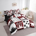 thumbnail image 3 of Feelyou Bear Deer Bedding Comforter Set 7pcs, Red Patchwork Plaid Queen Bedding Sets, 3 of 8