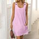 thumbnail image 3 of Vestido de Verano de las Mujeres, Cuello de Tripulación sin Mangas de Color Sólido para Ocasional, Fecha, Fiesta Y Uso Diario, 3 of 7
