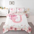 thumbnail image 1 of Erosebridal Initial Monogrammed Comforter Sets Queen Size,Floral Bowknot Bedding Queen Comforter Set,Letter Room Decorative,Reversible,Breathable,3 Pieces, 1 of 8
