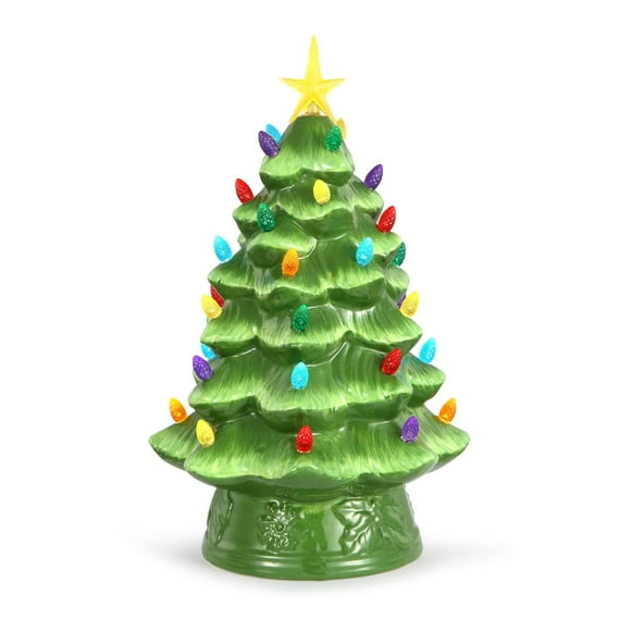 Arbre illuminé en céramique nostalgique Mr. Christmas de 12 po, vert