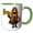 Green/White, variant on 3drose, Funny Cute Basset Hound Dog Playing Trumpet Cartoon, 11oz Two-tone Blue Mug