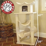 Angle View: Majestic Pet 47 in. Bungalow Sherpa Cat Tree