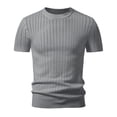 thumbnail image 4 of COSFO Knit T Shirt Men Summer Short Sleeve Shirt Crew Neck Casual Solid Slim Fit Men's Shirts 2xl, 4 of 5