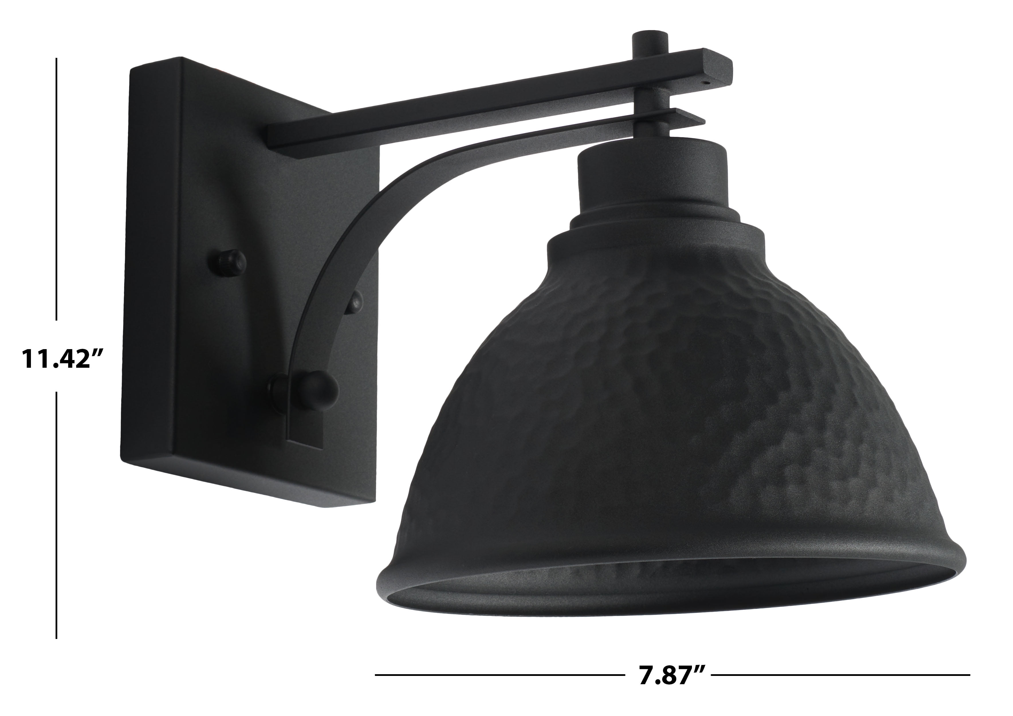 SAFAVIEH Melila 2-Light A19 Black Steel Wall Sconce with Black Shade, Set of 2
