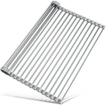 Kitchen Roll up Sink Dish Drying Rack, Dish Drainer, Stainless Steel Foldable  Over The Sink Roll Up Dish Drainer (17.8''x11.8'')