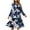 Navy â‘ , variant on qucoqpe Women's Long Sleeve A-Line Dress Fashion Floral Print Loose Fit Crew Neck Pleated Floey Midi Shift Dresses