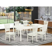 East West Furniture Dover 7-piece Wood Dinette Table Set in Linen White