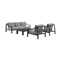 Koda Aluminum Outdoor Sofa in Black and Dark Gray