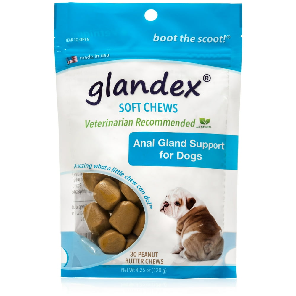 Glandex Peanut Butter Anal Gland Support for Dogs, 30 Soft Chews