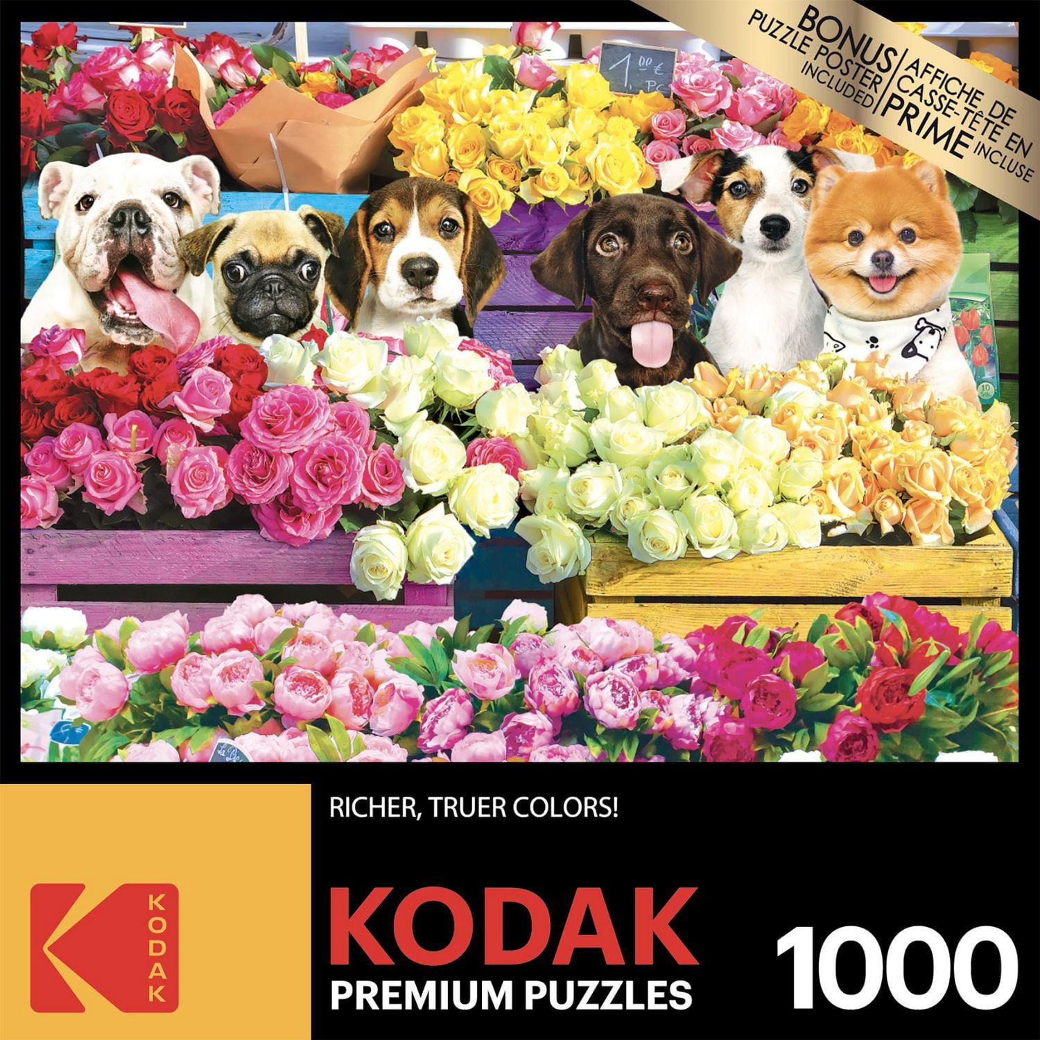Kodak 1000 piece jigsaw puzzle - Flower Market Pups