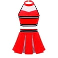 thumbnail image 2 of MSemis Kids Girls 2PCS Cheer Leader School Uniform with Pleated Mini Skirt Set, 2 of 4