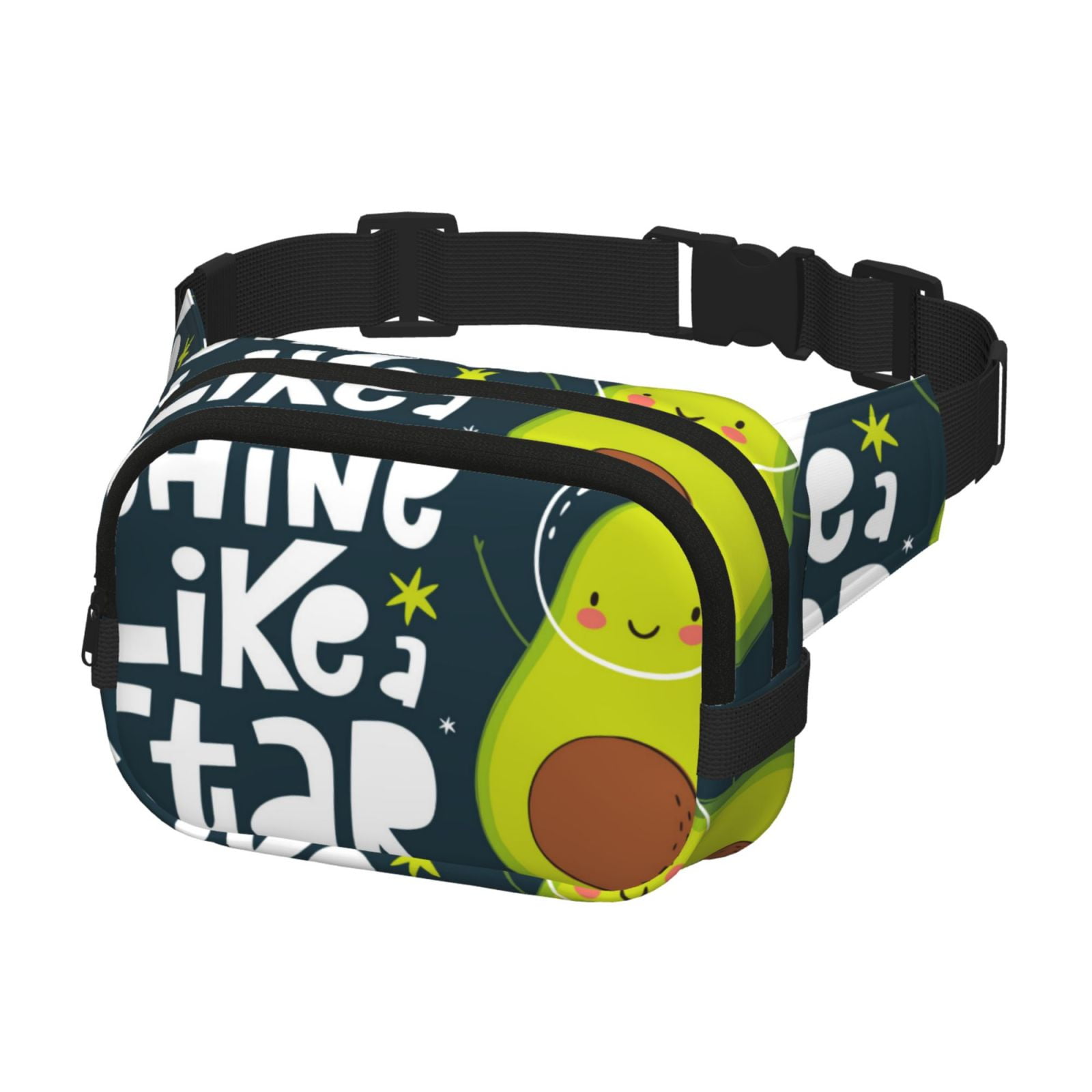 Picia Avocado in Space1 Print Square Double-Layer Waist Bag Mini Adjustable Waist Belt Bag Exercise Running Travel Hiking