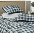 thumbnail image 6 of Chezmoi Collection Chad 3-Piece Printed Plaid Cotton Quilt Set Queen Size, Blue Green Light Beige Plaid, Stone Washed Cotton Breathable Lightweight Bedspread Set, 6 of 9
