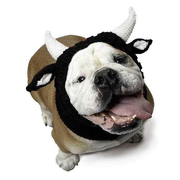 Zoo Snoods Bull Costume - Warm Knit Dog Snood Ear Wrap for Pets, Warm Neck Ear Cover Protection (Large)