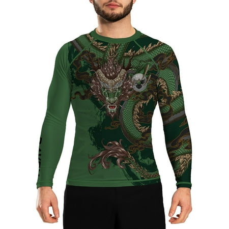 

Raven Fightwear Men s Year of the Dragon Rash Guard BJJ MMA Green