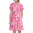 thumbnail image 1 of Bixox Robe d'Été à Manches Courtes pour Femmes Robe Ample Longueur Genou avec Poches-Love, 1 of 7