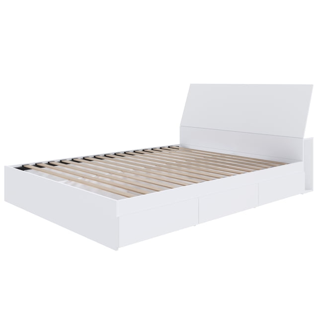 Nexera Porter Ensemble de Lit Plateforme Flottant 2 Pcs, Blanc, Double