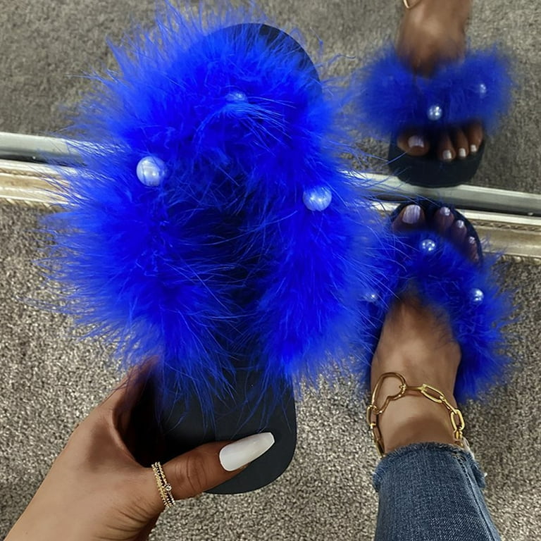 Fluffy slides best sale blue