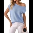 thumbnail image 2 of Jersey de Punto de Corta con Hombros Descubiertos para Mujer, Azul , Talla L, 2 of 8