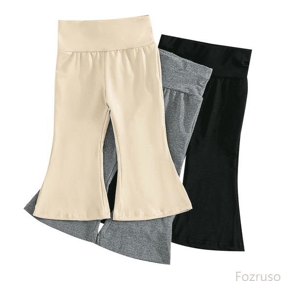 Fozruso Girls Pants Toddler Girls High Waist Flare Pants 3 Pack Soft Toddler Casual Bottoms Toddler Fashion Bottom Trousers For Daily Wear Sizes 9-12 Months