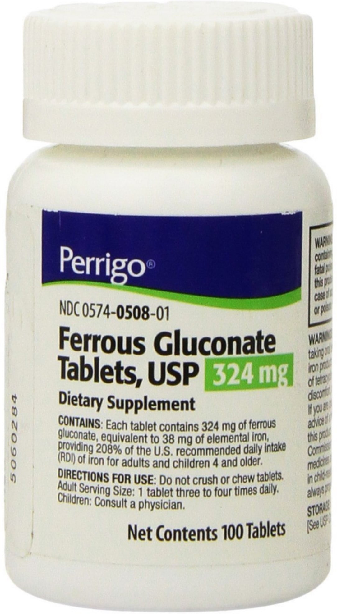 Perrigo Ferrous Gluconate Tablets 324 mg 100 ea (Pack of 2)