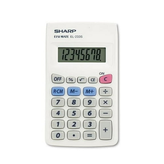 Sharp EL233SB Pocket Calculator, 8-Digit LCD, Each