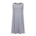 thumbnail image 4 of Annhoo Womens Summer Tank Dresses Striped Sleeveless Crew Neck A-Line Loose Casual Beach Mini Sundress with Pockets, 4 of 6