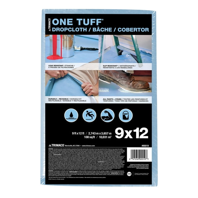 Tela protectora Trimaco One Tuff, 9 pies x 12 pies