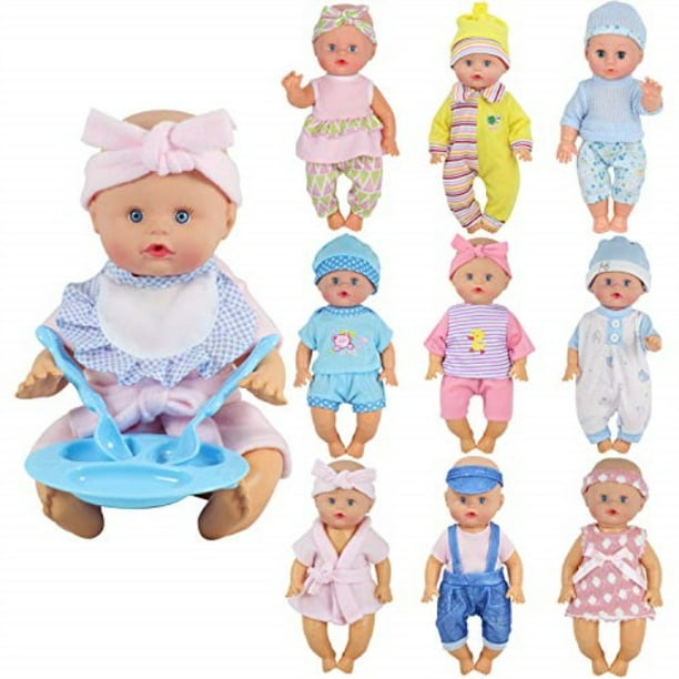 9 Sets for 9-10-11 Inch Baby Doll Clothes Reborn Newborn Outfits Costumes with Kitchen Accessory