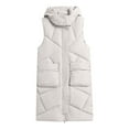 thumbnail image 4 of Gamivast Long Quilted Vest Women with Detachable Hooded Plus Size Stand Collar Sleeveless Padded Jackets Winter Trendy Zip up Coats with Pockets Warm Button Down Outerwear, 4 of 6