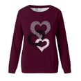 thumbnail image 4 of Fewfanhot Womens Tops Love Heart Printed Long Sleeve Crewneck Casual Loose Vintage FLower Graphic Pullover Tops, 4 of 4