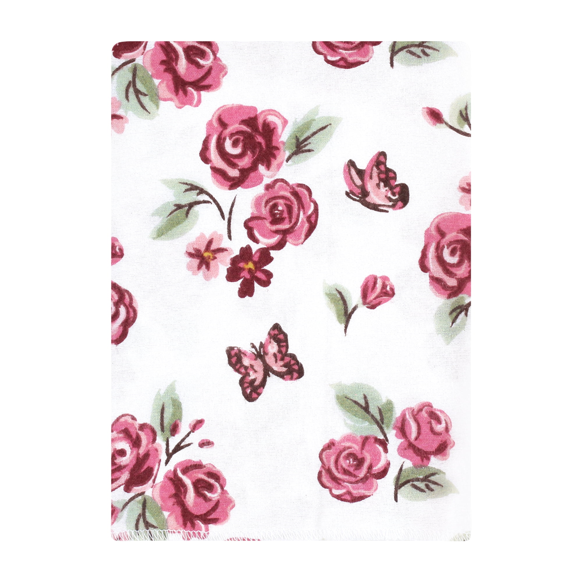 Hudson Baby Unisex Baby Cotton Poly Flannel Burp Cloths Bundle, Sweet Roses, One Size