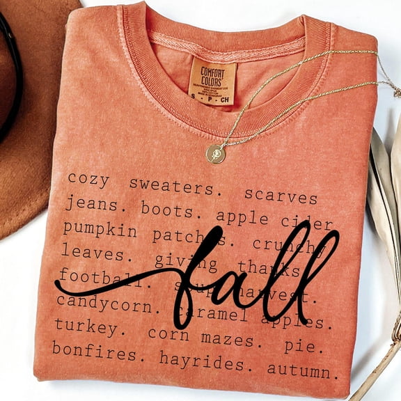 Cozy Fall TShirt Autumn Season Favorite Word Shirt