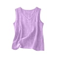 thumbnail image 3 of Women Cotton Linen V Neck Sleeveless Loose Fit Blouse Summer Tank Top Shirt, 3 of 6