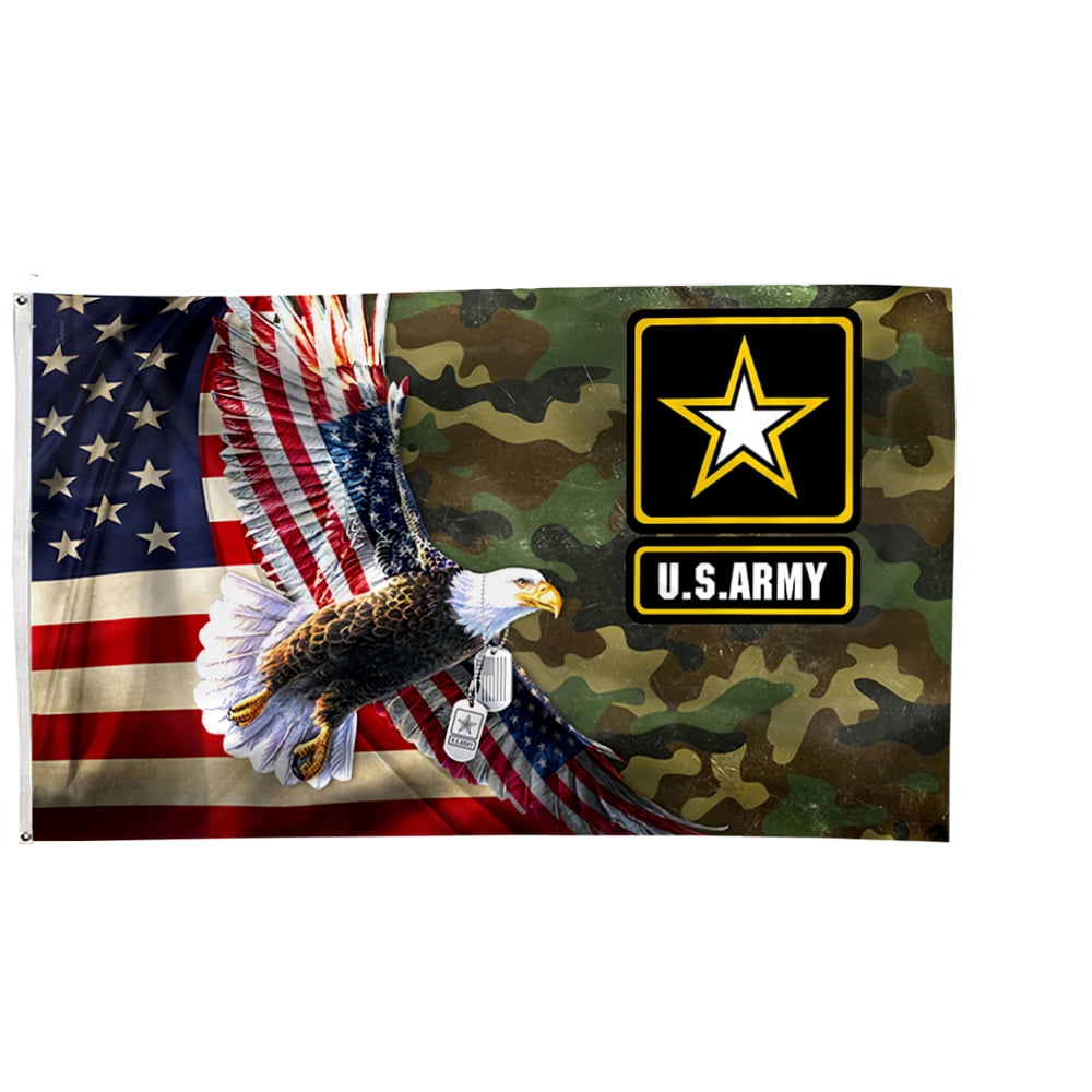 Double Sided U.S. Army American Eagle Veteran Flag 3ply Polyester United States Naval Military 3x5 FT Indoor Outdoor Banner