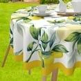 thumbnail image 2 of Summer Outdoor Tablecloths with Umbrella Hole,Zipper 60 Inch Round, Spillproof Washable Watercolor Lemon Green Floral Fabric Table Cloth,Table Cover for Picnic Dinner Patio, 2 of 6