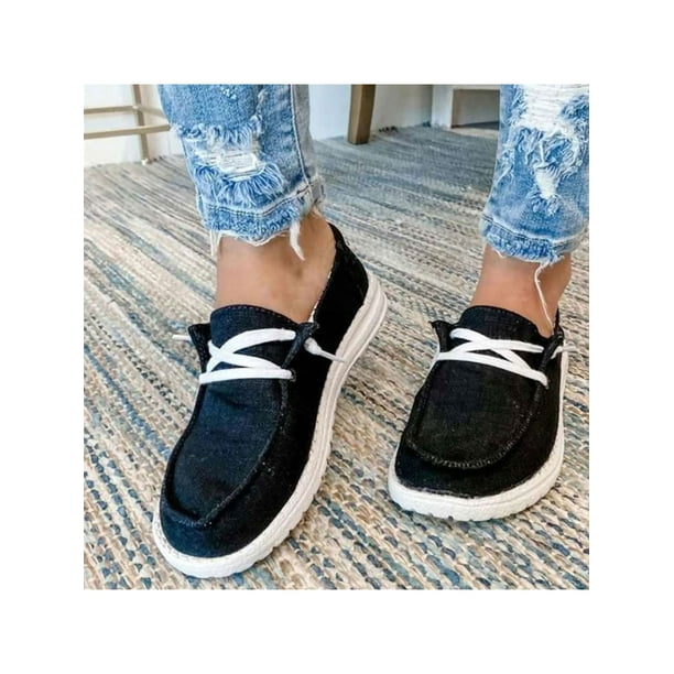 Daeful Canvas Shoes for Women Wide Width Sneakers Walking Work Non Slip