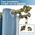 thumbnail image 2 of Urbanest Adjustable Double Curtain Rod Set Metal with Decorative Round Urn Finials, Heavy-Duty, 84"-120", Antique Gold, 2 of 6
