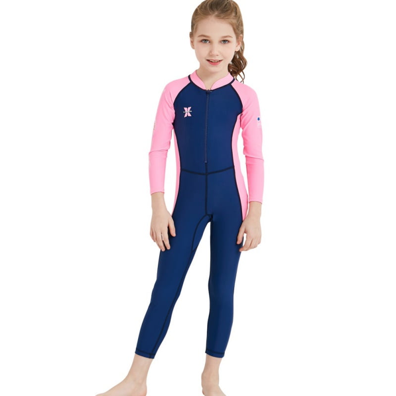 Kids Girls Women Diving Skin Long Sleeve One Piece Full Body Swimsuit Jumpsuit 