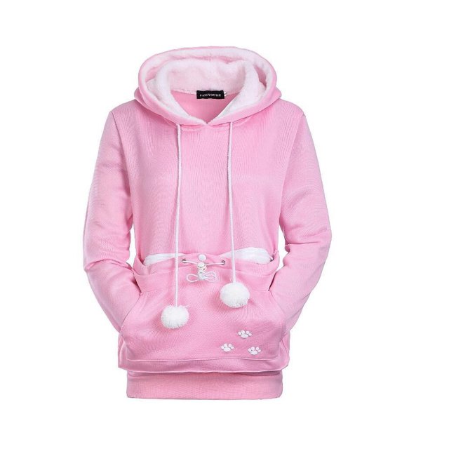 Sweat à Capuche Mode Chat pour Femmes (Rose, S, A)