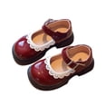 thumbnail image 2 of HAOTAGS Girls Princess Flats – Lace-Trimmed Soft Sole Casual Dress Shoes for Kids Wine Size 11.5 Little Kids, 2 of 8