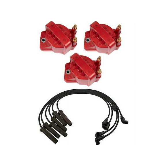 Ignition Coil and Spark Plug Wire Set 4 Piece - Compatible with 2000 - 2005 Chevy Venture 2001 2002 2003 2004