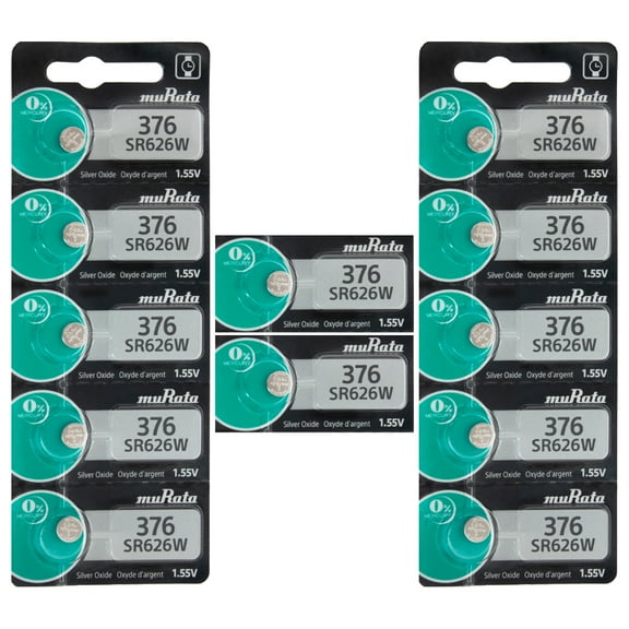 Murata SR626SW 377 28mAh 1.55V Silver Oxide Watch Battery - 12 Pieces Tear Strip