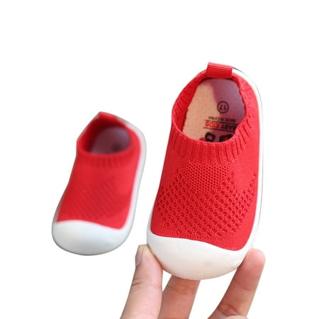 

Avamo Kids Crib Shoes Slip On Walking Shoe Breathable Sneakers Workout Trainers School Anti-Slip Comfort Flats Red 5C
