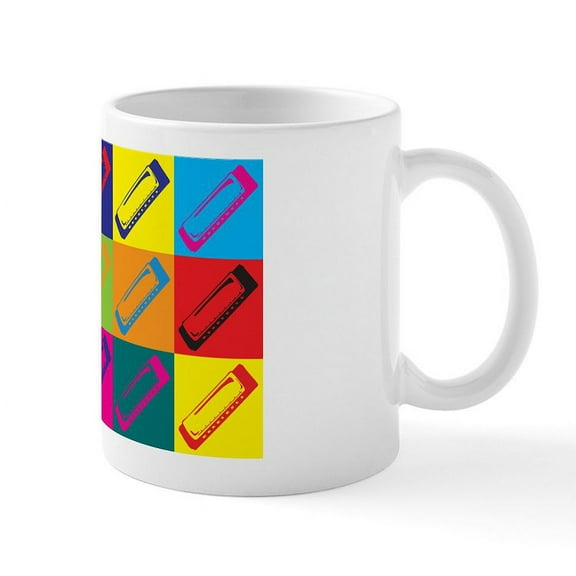 CafePress - Harmonica Pop Art Mug - 11 oz Ceramic Mug - Novelty Coffee Tea Cup