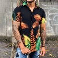 thumbnail image 2 of Camisa suelta de manga corta con estampado hawaiano y solapa para hombre Pompotops oipoqjl44699, 2 of 3