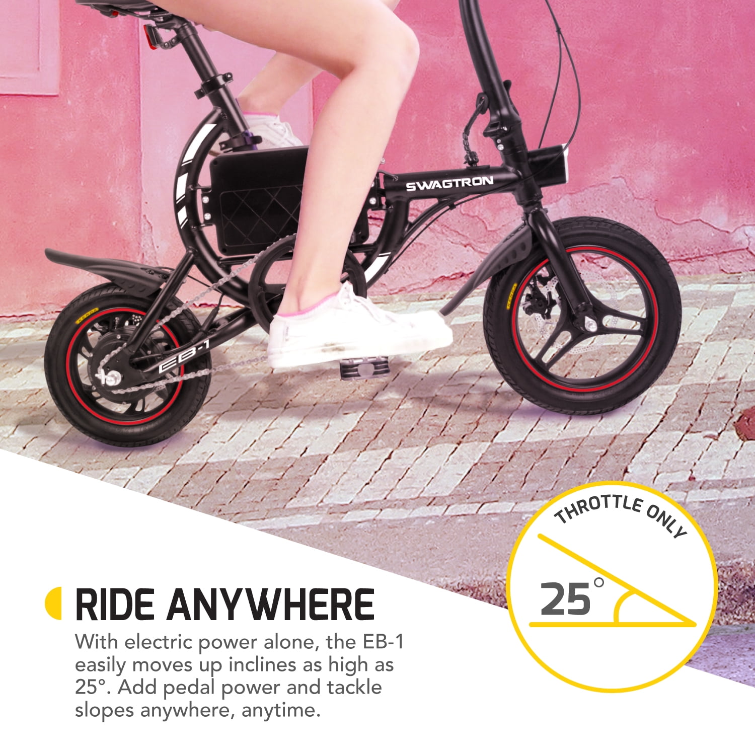 SWAGTRON EB 1 Classic Lightweight Aluminum Folding eBike with High