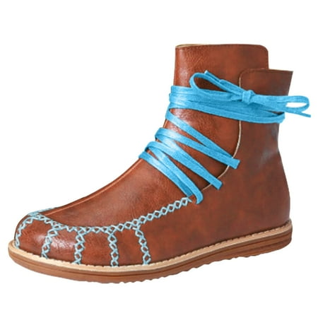 

ZHAGHMIN Women Boots Fashion Women Leather Sandals Multicolor Leather Boots Women Casual Leather Boots Low Heel Round Head Medium Boots Boots Women With Heel Size 12 Dress Boots For Women 7 1/2 Wome
